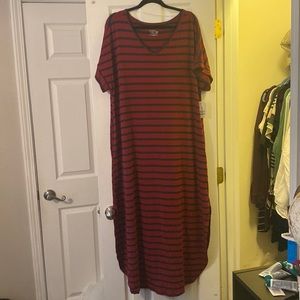 Red and blue stripped maxi length dress size XXL